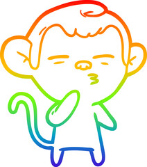 rainbow gradient line drawing cartoon suspicious monkey