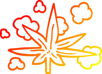 Fototapeta na wymiar warm gradient line drawing cartoon marijuana leaf