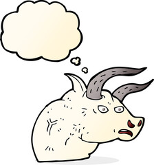 cartoon angry bull head with thought bubble