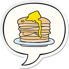 cartoon stack of pancakes and speech bubble sticker