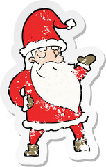 retro distressed sticker of a cartoon santa claus