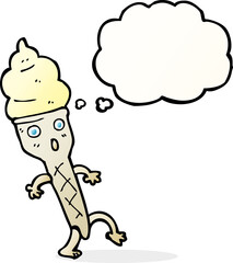cartoon ice cream with thought bubble