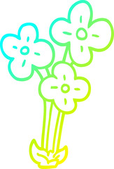 cold gradient line drawing cartoon bunch of flowers