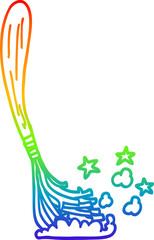 rainbow gradient line drawing cartoon magic broom sticks