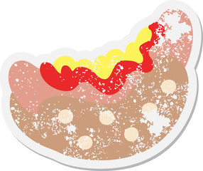 hotdog with ketchup and mustard grunge sticker