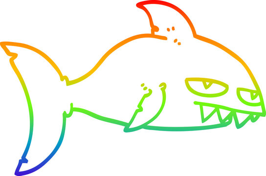 recommend clip art: rainbow gradient line drawing cartoon deadly shark