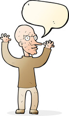 cartoon mean man with speech bubble