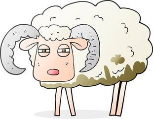 cartoon ram covered in mud