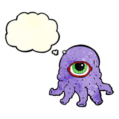 cartoon alien head with thought bubble