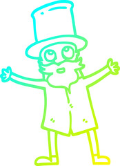 cold gradient line drawing cartoon victorian man