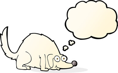 cartoon happy dog with thought bubble