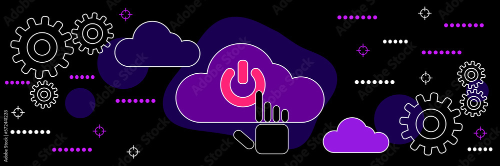 Aufkleber cloud computing, data processing, network dark theme style vector concept illustration