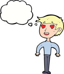 cartoon man in love with thought bubble