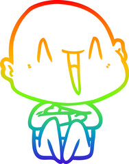rainbow gradient line drawing happy cartoon bald man