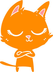 calm flat color style cartoon cat