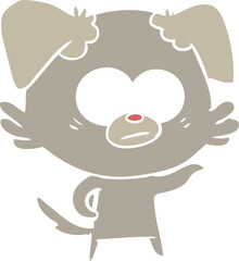 nervous dog flat color style cartoon