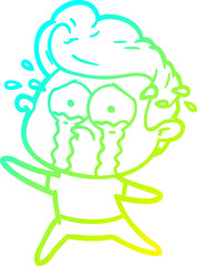 cold gradient line drawing dancing crying man