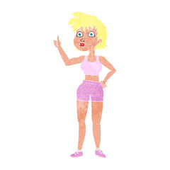 retro cartoon happy gym woman