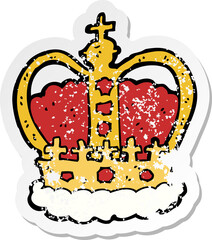 retro distressed sticker of a cartoon royal crown