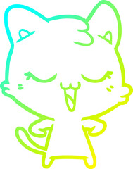 cold gradient line drawing happy cartoon cat