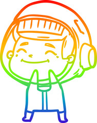 rainbow gradient line drawing happy cartoon astronaut