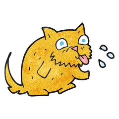 textured cartoon cat blowing raspberry