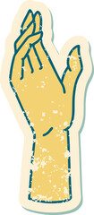 distressed sticker tattoo style icon of a hand