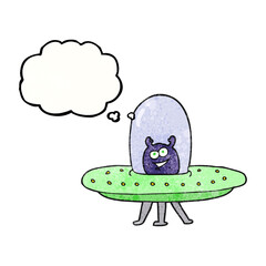 thought bubble textured cartoon space alien