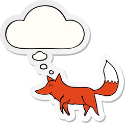 cartoon wolf and thought bubble as a printed sticker