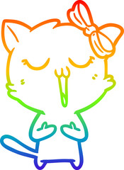 rainbow gradient line drawing cartoon cat