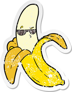 distressed sticker of a cartoon banana