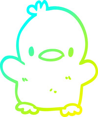 cold gradient line drawing cute cartoon chick