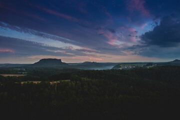 Königstein Fortress and the Pfaffenstein, formerly called the Jungfernstein - table hill.
