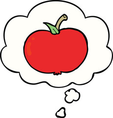 cartoon apple and thought bubble