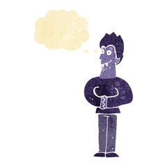 cartoon vampire with thought bubble