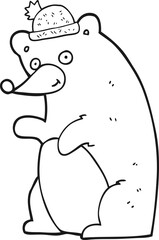 black and white cartoon bear