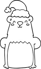 cartoon bear wearing christmas hat