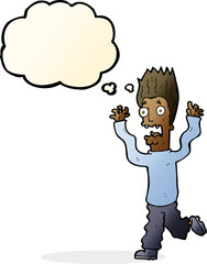 cartoon terrified man with thought bubble