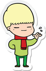 sticker of a cartoon smug boy