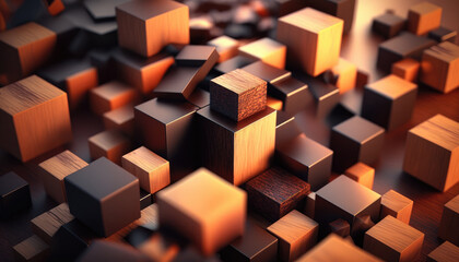 Logic and logical thinking concept with wooden cubes. Created with Generative AI technology.