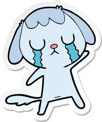 Obraz premium sticker of a cute cartoon dog crying