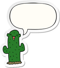 cartoon cactus and speech bubble sticker