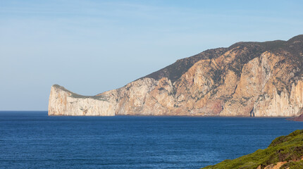 Rocky Cliffs on the Sea Coast. Sardinia, Italy. Nature Background