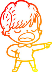 warm gradient line drawing cartoon woman talking