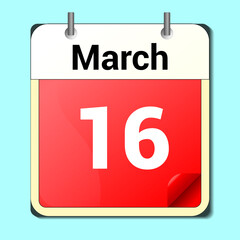 Fototapeta premium day on the calendar, vector image format, March 16