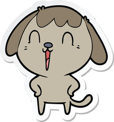 sticker of a cartoon happy dog