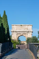 Fototapeta na wymiar Arch of Titus, 1st-century AD triumphal arch in Via Sacra, Rome, Italy.