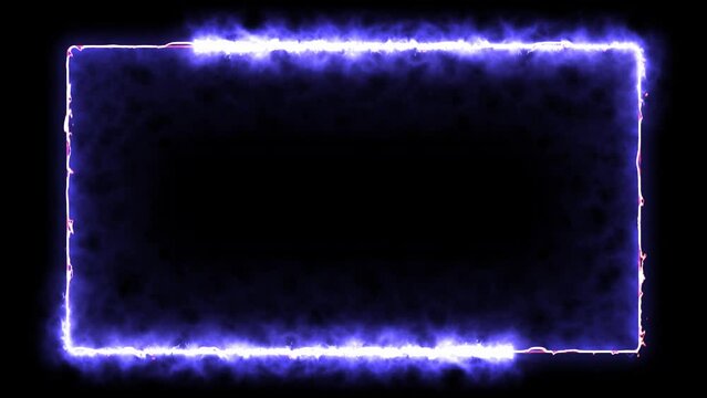 blue fire effect frame animation. repetition of burning fire effect. Flame rectangle border blazing