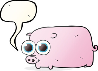 speech bubble cartoon piglet with big pretty eyes
