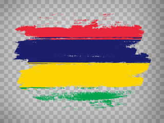 Flag of  Mauritius brush stroke background.  Flag Republic of Mauritius on transparent background for your design, app, UI.  Stock vector. EPS10.